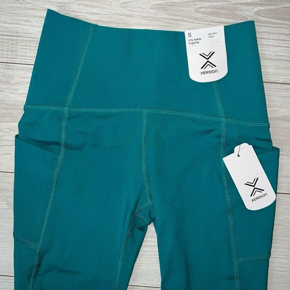 Xersion Anti Odor 7/8 Ankle Leggings High Rise Womens Size small Aqua Green - Picture 4 of 9